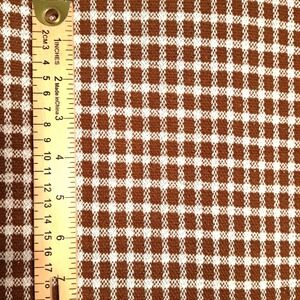 Vintage Double Knit Tube Fabric 2.72 Yards Brown White Houndstooth Check 1970s